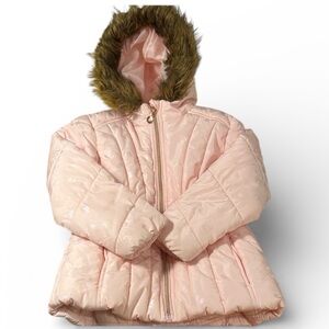 Pink Unicorn Puffer Coat Faux Fur Hood – R1881 by S. Rothschild – Size 5/6